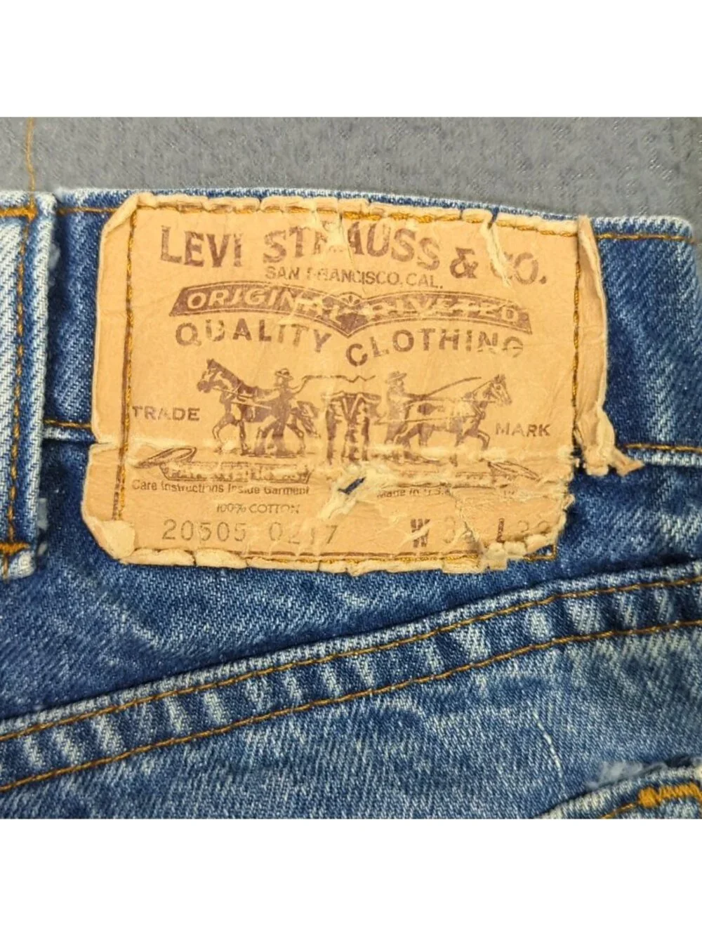 Levi's VTG Jean Mens 36x33 Fits 34x28 Blue 20505-0217 Straight Denim Made In USA